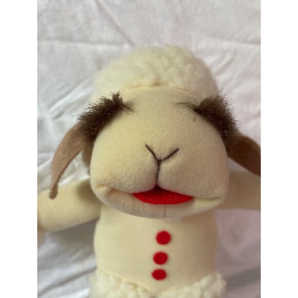 Vintage 1993 Lamb Chop Plush Toy 9" Shari Lewis White Red Buttons Polyester CE - Picture 6 of 9